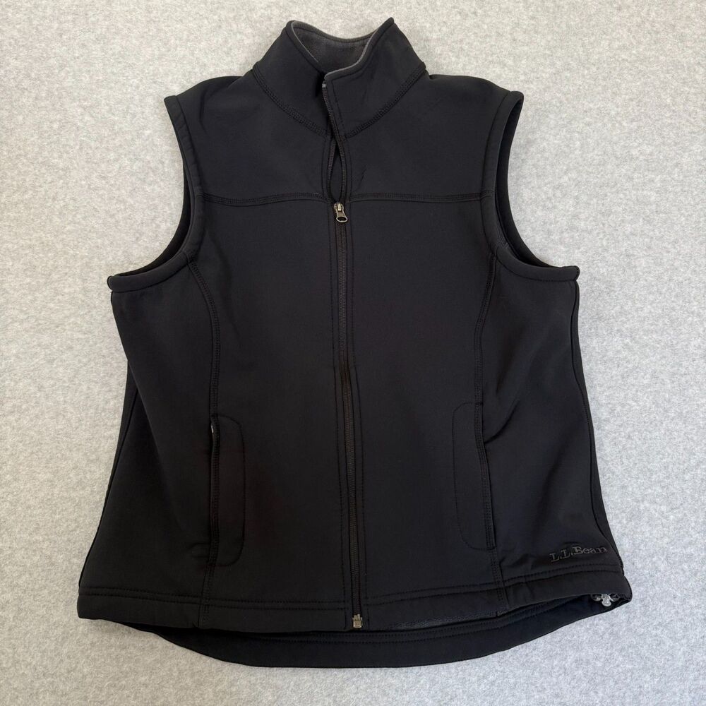 L.L.Bean Fleece Lined Full Zip Vest Black Womens Size M